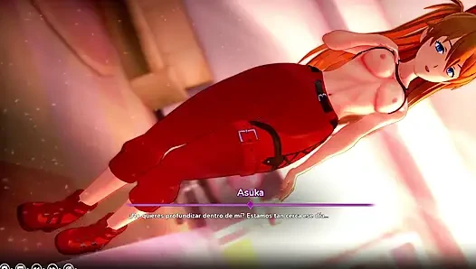 Моя хентай-фантазия - сделка с Asuka от Evangelion, чтобы трахнуть ее розовую киску