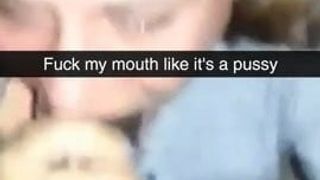 Treating her mouth as a pussy