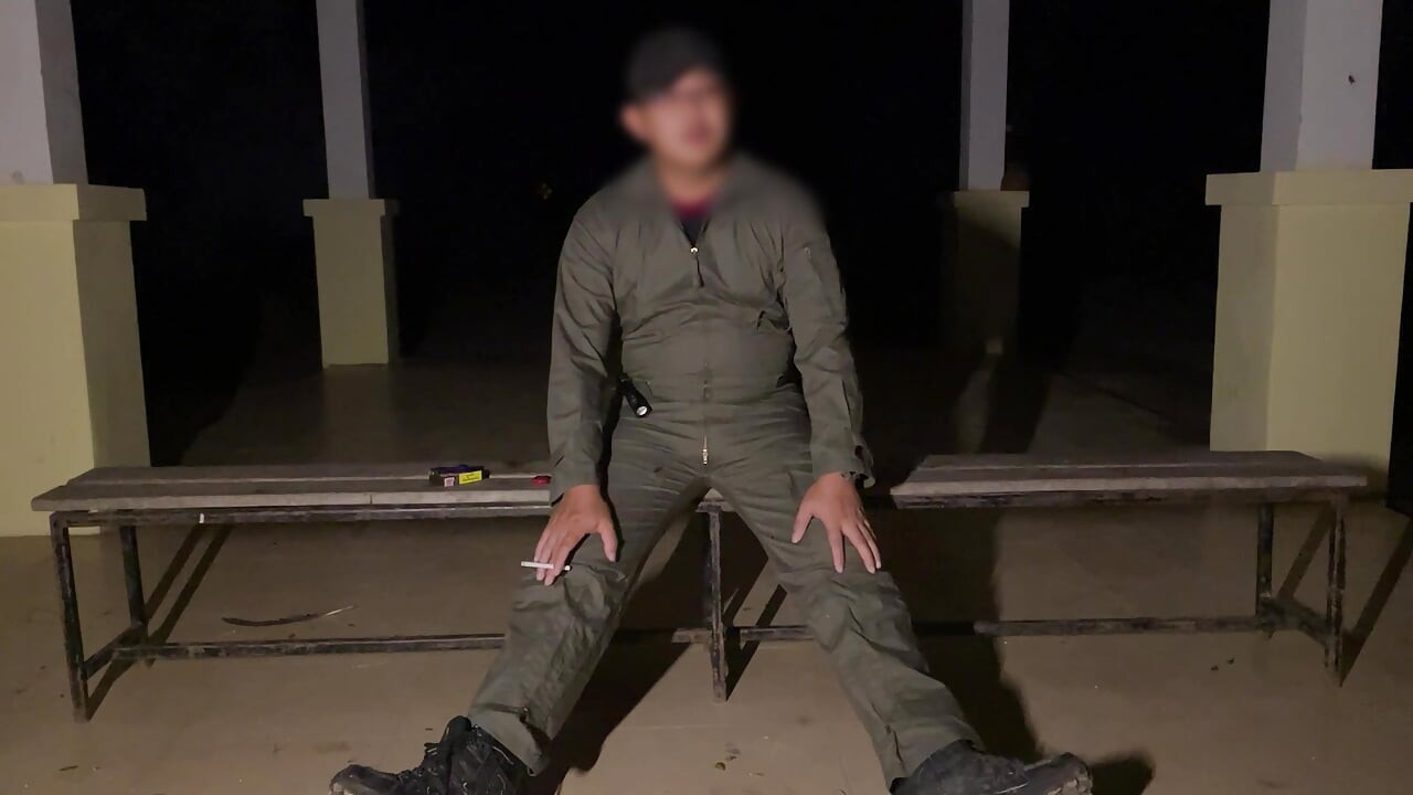 After work is done decide to jerk off in my mechanic jumpsuit and shoot a creamy load - wet with precum lube