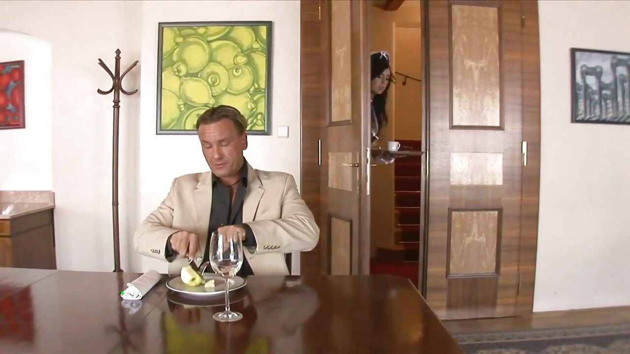 Hot french maid is comforted by a big cock