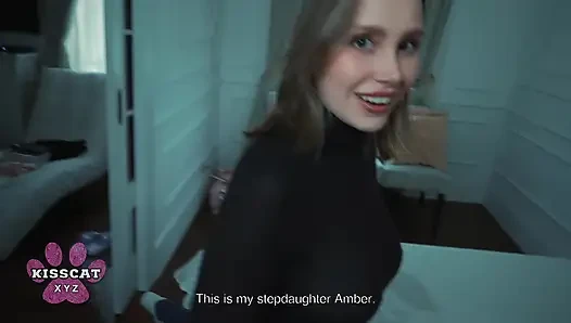 Хотвайф застукала муженька, кончающего внутрь Amber Kawaii и жестко трахается в общей постели