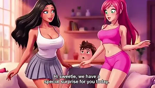 Stepmom and stepsister seduce stepson Taboo