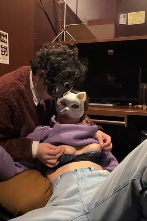 Ntr at an Internet Café - Her Husband Is Nearby While She Gets an Anal Creampie