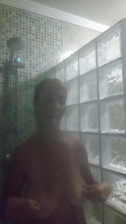 Playing in the very hot shower