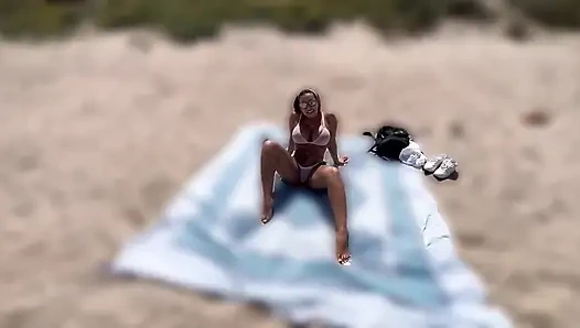POV Fucking on the Beach with a Fan, Deep Blowjobs, Doggystyle and Missionary Outdoors