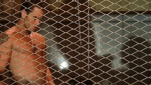 Delivers a steamy blowjob to her slave's cock in a BDSM affair