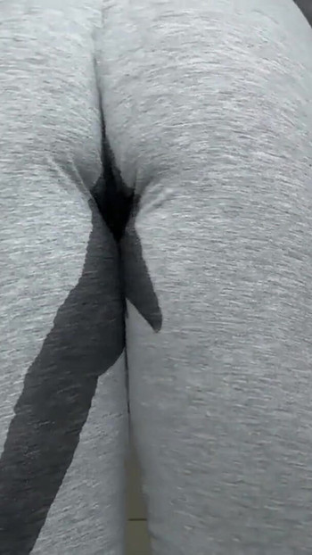 Captivating moment from "close-up squirt leggings in public bathroom!"