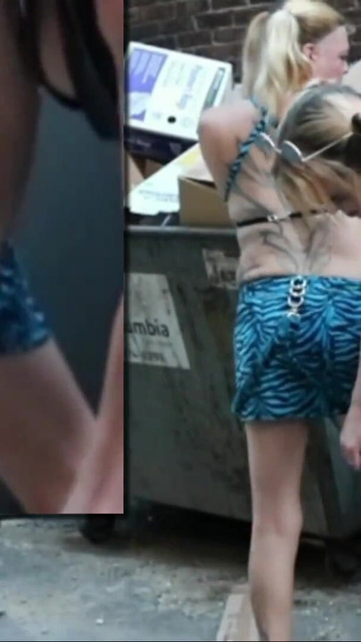 Key moment from "Sexy Goth Trans-Lesbian Public Spanking PDA Striptease"