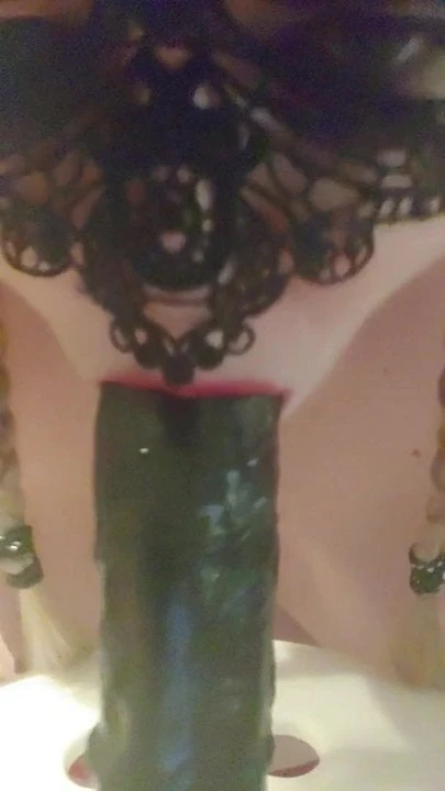 Black dildo blowjob