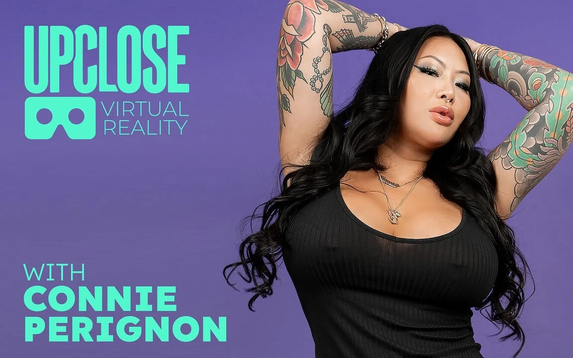 Up close vr - tetona tatuada milf Connie Perignon obtiene tu semen en sus tetas en primer plano