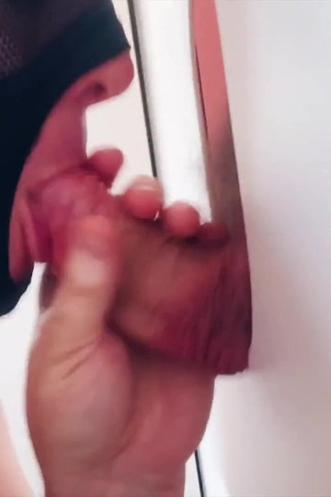 Gloryhole Daddy Shoots on His Hand - the Sucker Licks It All Clean