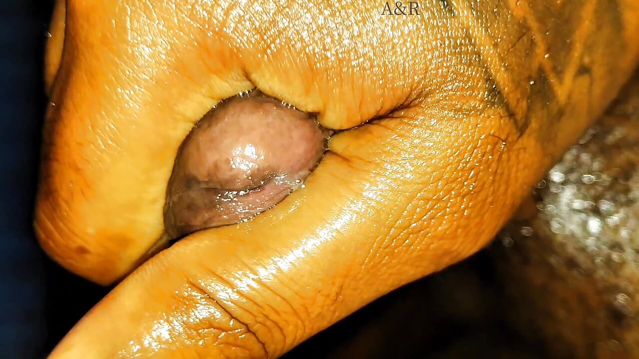 Musterbation with oil in the night