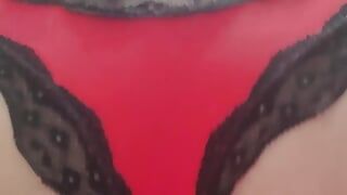 Crossdressing in panties and bra, dildo and butt plug in the ass