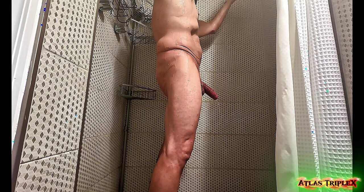 Solo Shower Scene - Soaping up and Dropping Loads