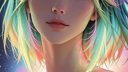 Cosmic Neon Beauty Portrait with Luminous Eyes Dreamlike Fantasy Ai Art Slideshow