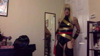 Сексуальная Tasha Captain мисс Marvel, косплей-крошка трансвестит-транс