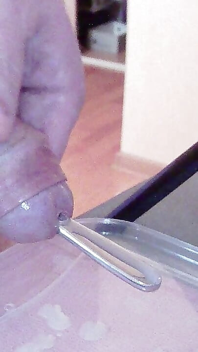 Extreme guyon cock sounding close up with cumshot
