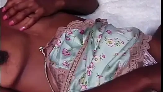 Sexy black teen gets cum all over her chin