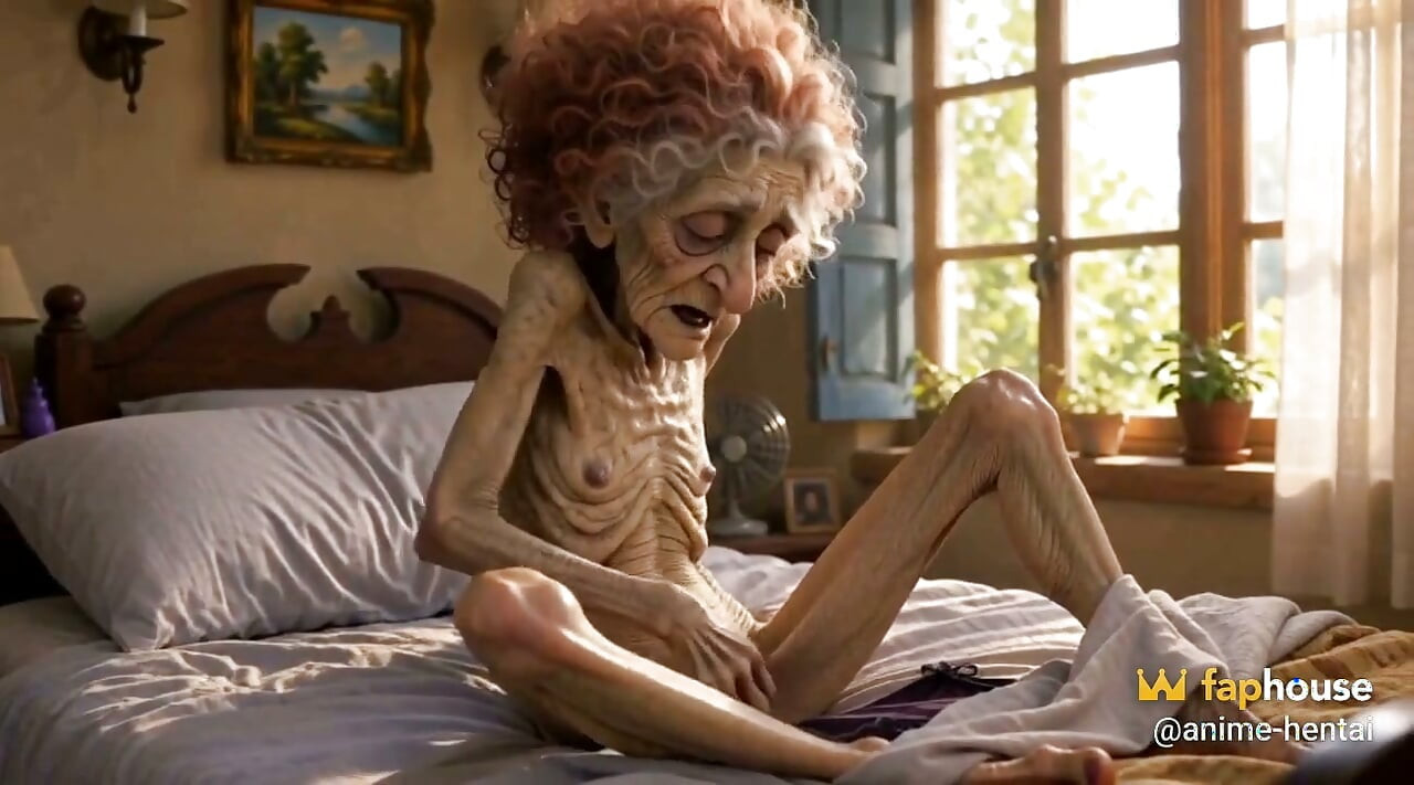 Very Old Widow Masturbates Her Wrinkled Pussy Alone and Craves a Huge Cock