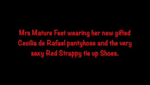 MRs Mature Feet wearing the sexiest tights and shoes ever