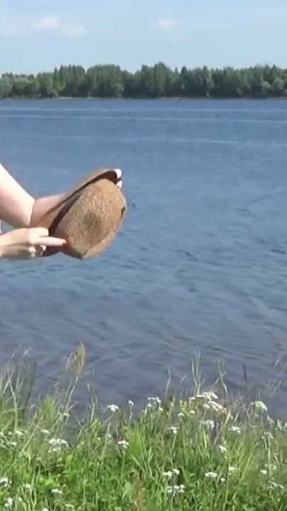 Beautiful naked walk in the wild: Naturist posing in a green spring field | Clip 1