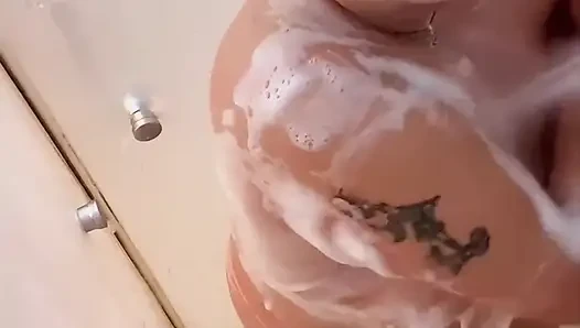 Big Belly BBW Shower Time Fun: Saggy Tits, Amazing Big Booty & Wet Curvy Body
