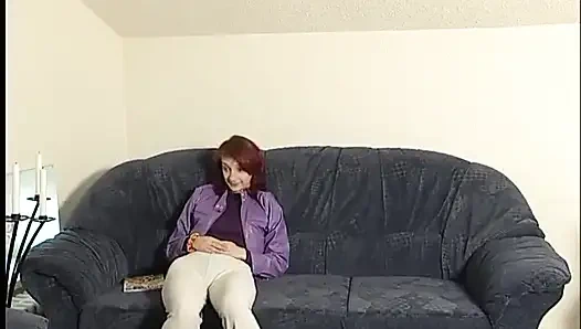 Redhead teen with small tits gives an amazing blowjob at casting