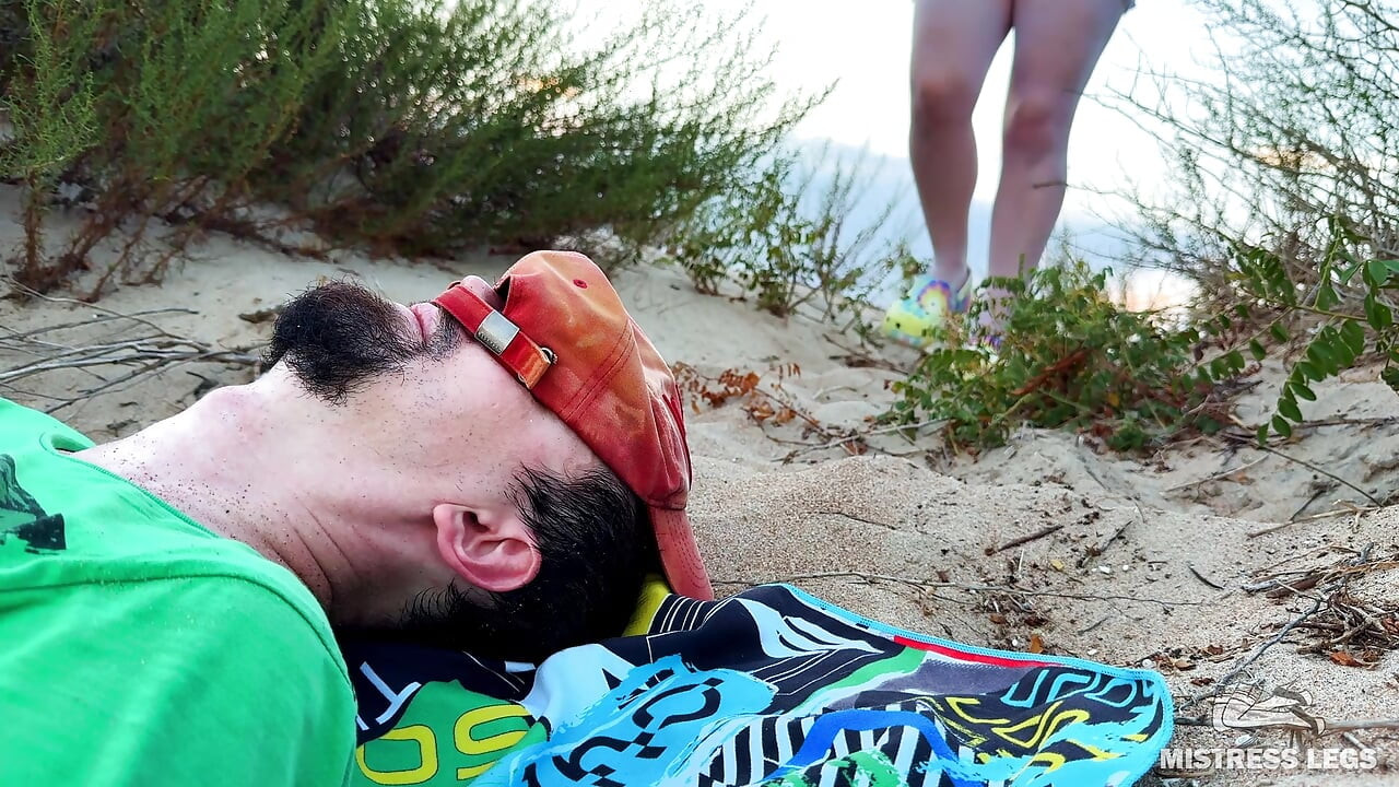 Mistress Pisses Straight Into Slave's Mouth on Wild Beach