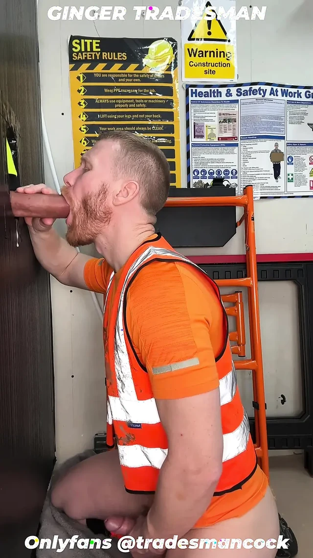 Hung Group Gloryhole Creampie, Ginger Tradesman Takes 3 XXL and loads  Cocks.
