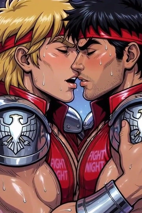 Ken and Ryu Making Out (ai)