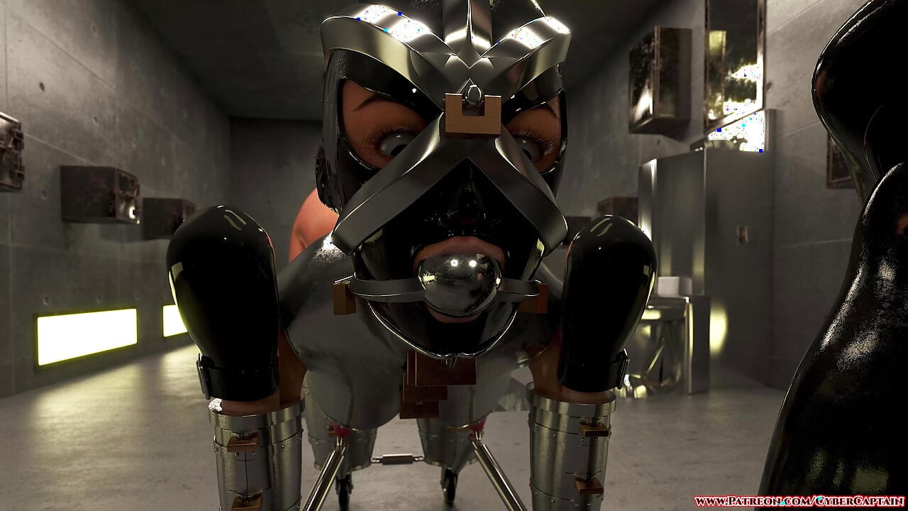 Slave fast i stålbitchsuit - 3D Metal Bondage Training