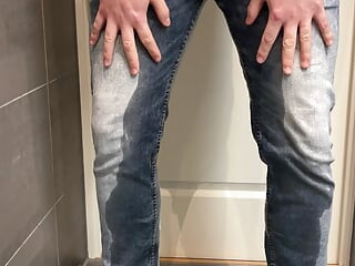 Huge jeans piss