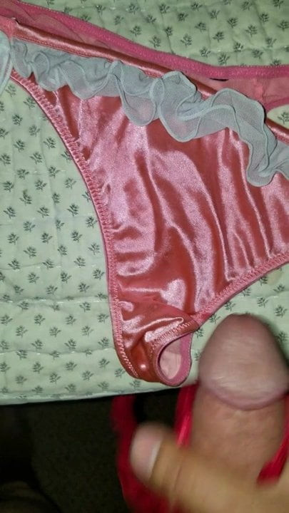 Cumming into new satin thong