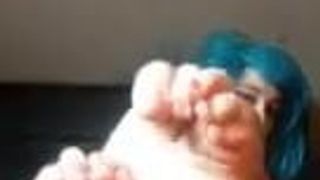 Blue Hair Girl with Beautiful Soles
