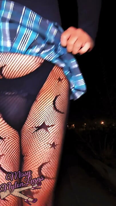MissyNylonLeggs - Sissy Schoolgirl Teasing in Short Mini Skirts & Fishnet Pantyhose