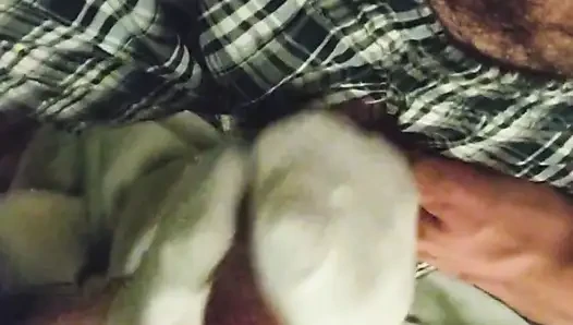 Sexy Little White Ankle Socks Handjob Sockjob