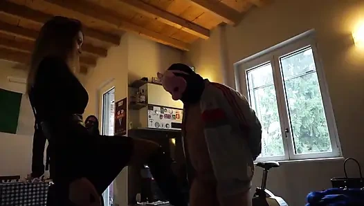 Femdom chicks love to kick their slave in balls