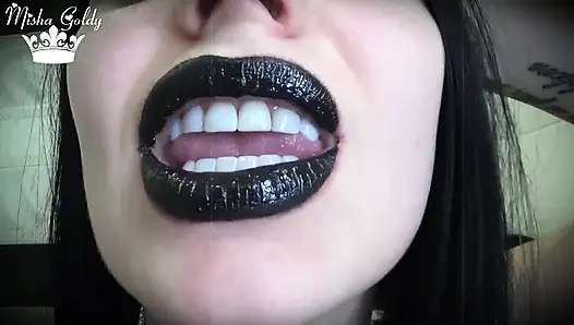 Hochglänzende schwarze lippen