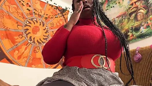 Busty Ebony Fucks a Dildo in Her Torn Leggings Tights