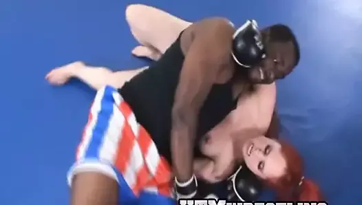 Interracial MMA Mixed Wrestling vs Andrea Topless