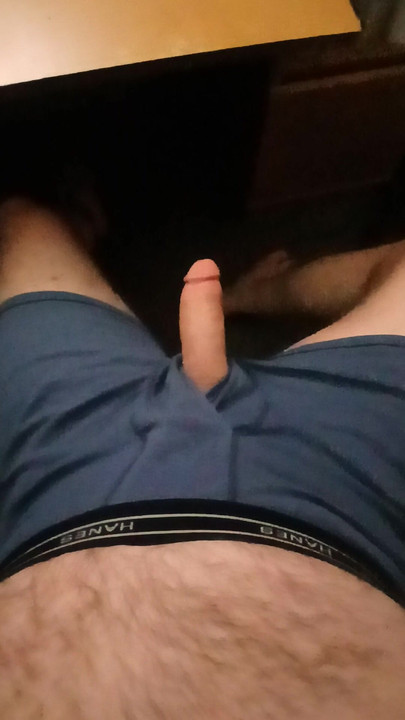 Jerking in blue 2010s Hanes boxerbriefs