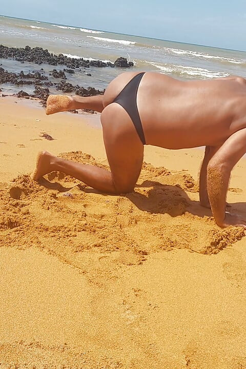 Ladysilva on the beach in panties hot ass