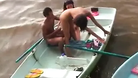 Hard college anal and pussy fucking in the boats