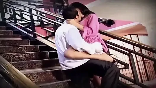 Brunette Babe Stretched Wide in Staircase Hardcore Pounding