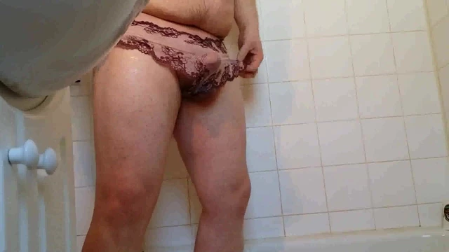 Purple Lacey Panty Bear Jackoff Cum