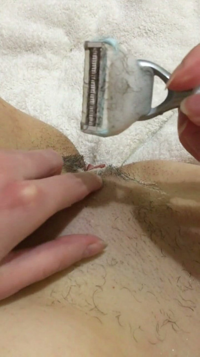 POV Girl shaves her POV close-up. Imagine that you are shaving your.  Girl shaves pubis | Clip 2