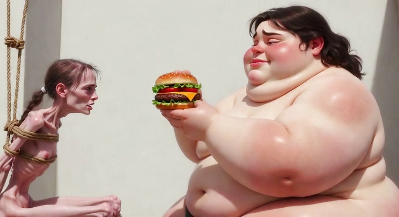 Intense Feeding Session - SSBBW Humiliates and Fattens Thin Girl