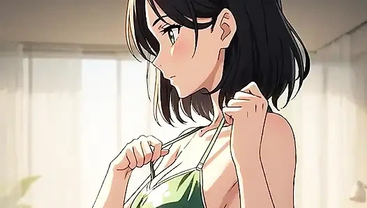 AI Generierte Cartoon, unzensiertes video von molligen geschwollenen brustwarzen von 18-jähriger Hentai MILF, 3D Cartoon-Video