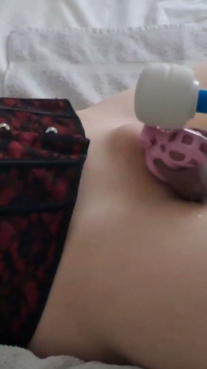 Caged Sissy Begs for Release – Magic Wand Tease Until She Cums Hard | Clip 3