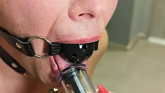 Femdom. Sex Slave of a Dominatrix. Handcuffed, His Dick Tied up, Toothpaste Smeared on It, and Covered in Urine.